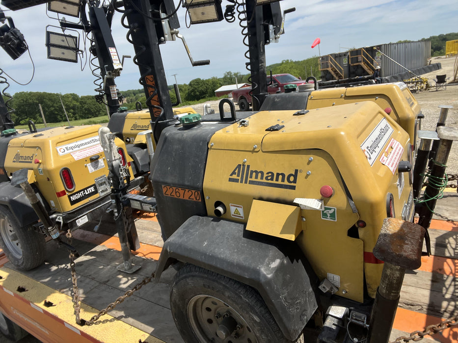 2022 Allmand NLV3GR (4) LED Light Fixture 350W, 23' Vertical Mast, 3kW Prime, Towable, Deep Sea L401, Leveling Jacks, Yanmar T4F 5.8hp