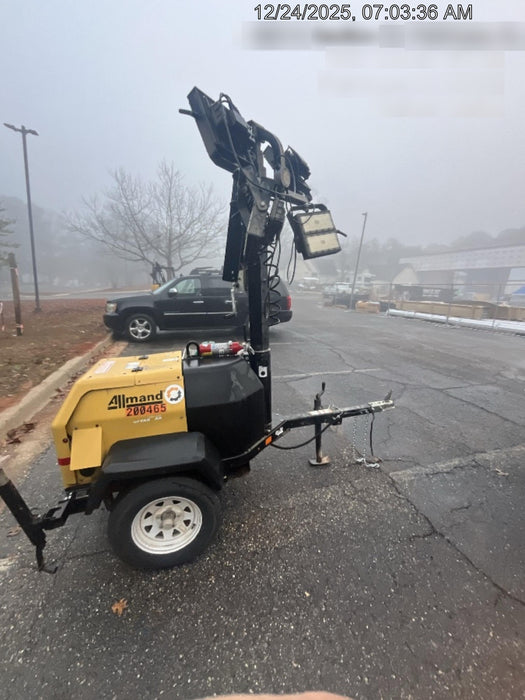 2022 Allmand NLV3GR (4) LED Light Fixture 350W, 23' Vertical Mast, 3kW Prime, Towable, Deep Sea L401, Leveling Jacks, Yanmar T4F 5.8hp