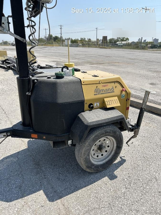 2022 Allmand NLV3GR (4) LED Light Fixture 350W, 23' Vertical Mast, 3kW Prime, Towable, Deep Sea L401, Leveling Jacks, Yanmar T4F 5.8hp