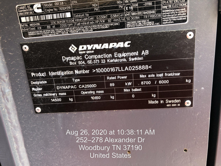 2020 DYNAPAC CA2500D