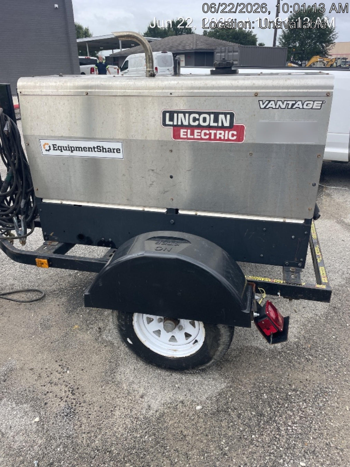 2019 Lincoln Electric Vantage 322 Ready-Pak 3, Two Wheel Trailer, Fender and Light Kit, Cable Rack