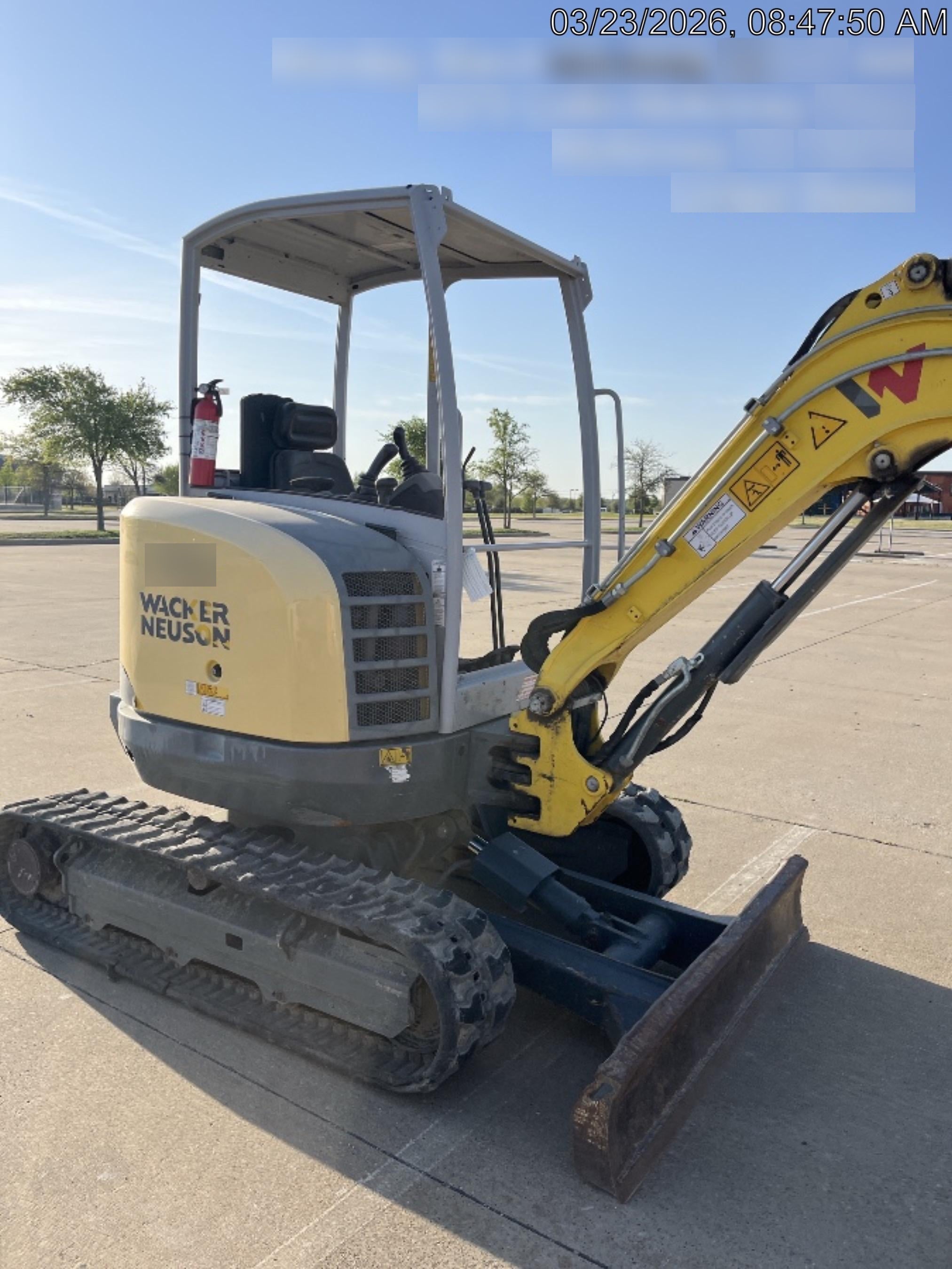 2019 Wacker Neuson EZ26 MX, Trk, Long, Canopy w/Manual Coupler, 3-40mm Pin Kits, 12"/18"/24" Pin on Buckets