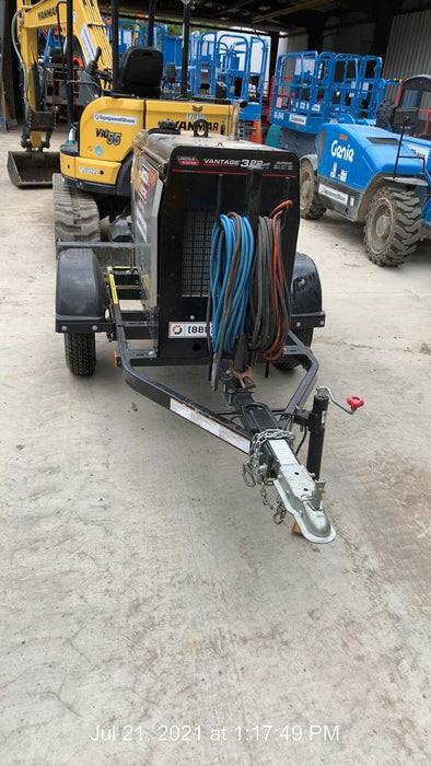 2019 Lincoln Electric Vantage 322 Welder Ready-Pak 3, Two wheel trailer, Fender and Light kit, Cable Rack