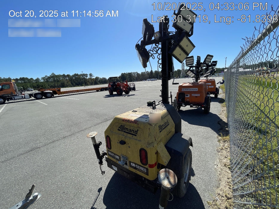 2022 Allmand NLV3GR (4) LED Light Fixture 350W, 23' Vertical Mast, 3kW Prime, Towable