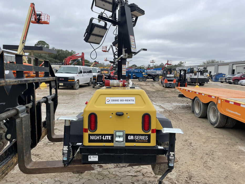 2022 Allmand NLV3GR (4) LED Light Fixture 350W, 23' Vertical Mast, 3kW Prime, Towable, Deep Sea L401, Leveling Jacks, Yanmar T4F 5.8hp