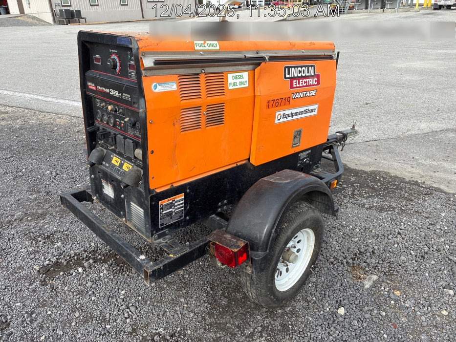 2021 Lincoln Electric Vantage 322 Vantage 322 Ready Pak 3 w/ Decals, ORANGE (includes trailer, cable rack, fender light kit) NO Telematics