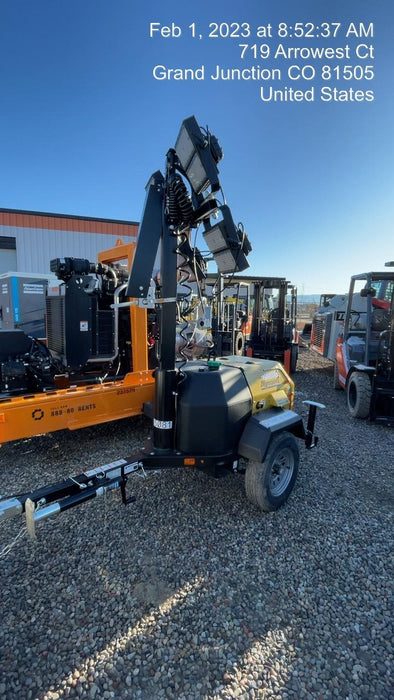 2022 Allmand NLV3GR (4) LED Light Fixture 350W, 23' Vertical Mast, 3kW Prime, Towable, ES Decals, T3