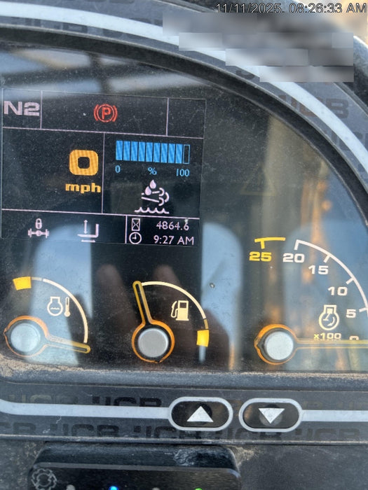 2019 JCB 512-56 109 HP w/CAB/HVAC, Beacon, Aux Hydraulics, Worklights, Solid Tires w/60" Carriage/Forks