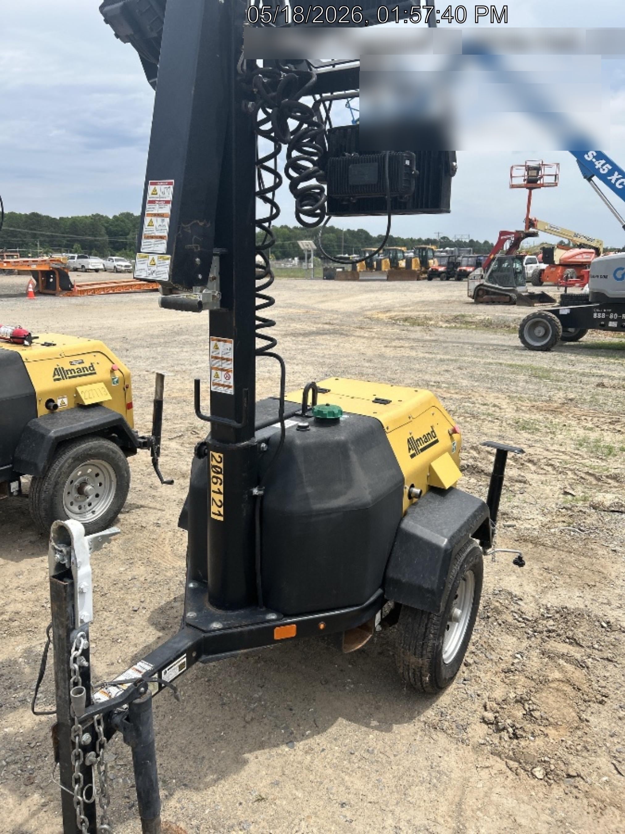 2022 Allmand NLV3GR (4) LED Light Fixture 350W, 23' Vertical Mast, 3kW Prime, Towable, Deep Sea L401, Leveling Jacks, Yanmar T4F 5.8hp