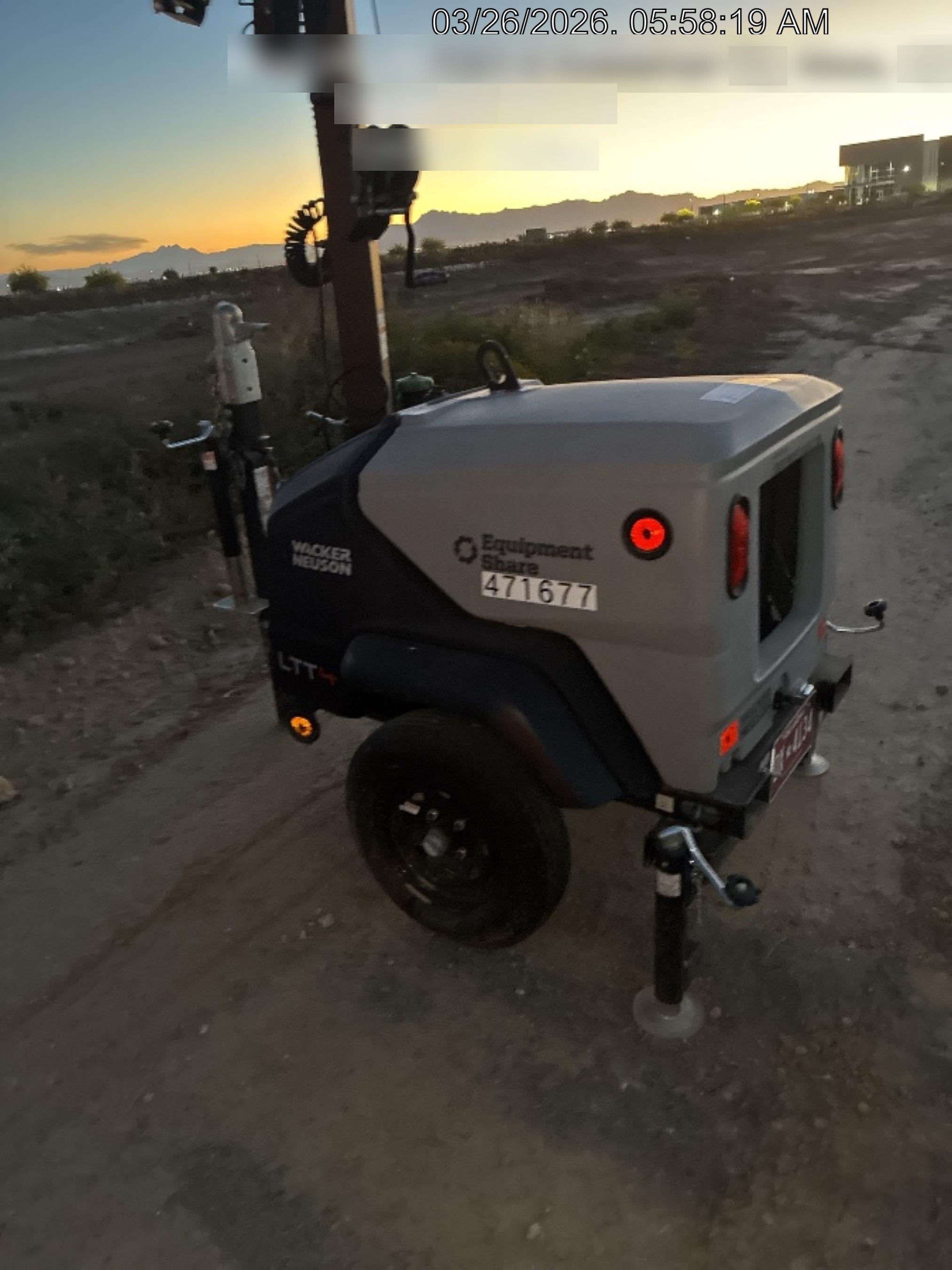 2024 Wacker Neuson LTT4 Diesel, Kohler KDW702, Deep Sea Controller, Auto Start, LED 320W, Bypass Outlet, T3