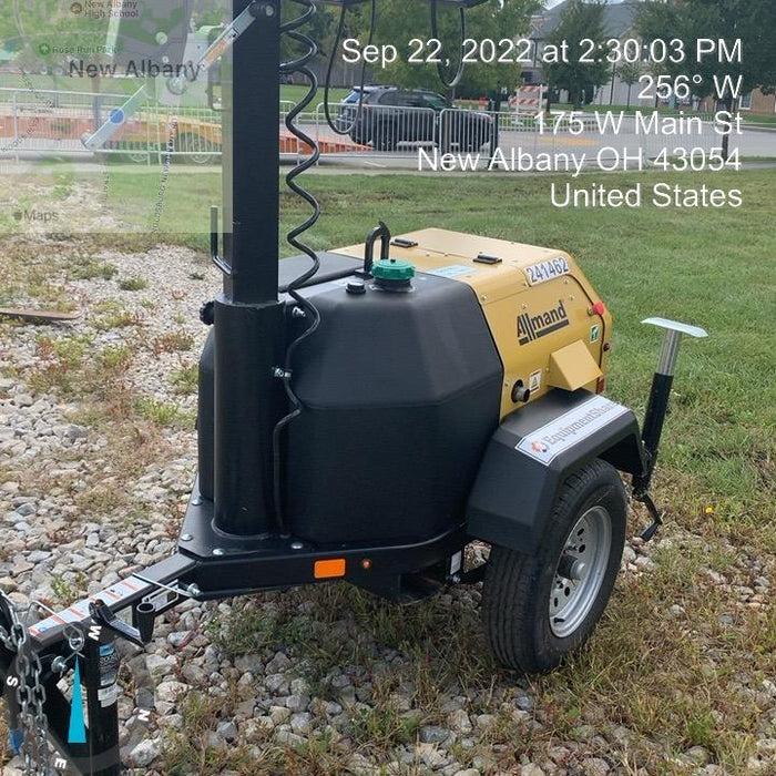 2022 Allmand NLV3GR (4) LED Light Fixture 350W, 23' Vertical Mast, 3kW Prime, Towable, Deep Sea L401, Leveling Jacks, Yanmar T4F 5.8hp