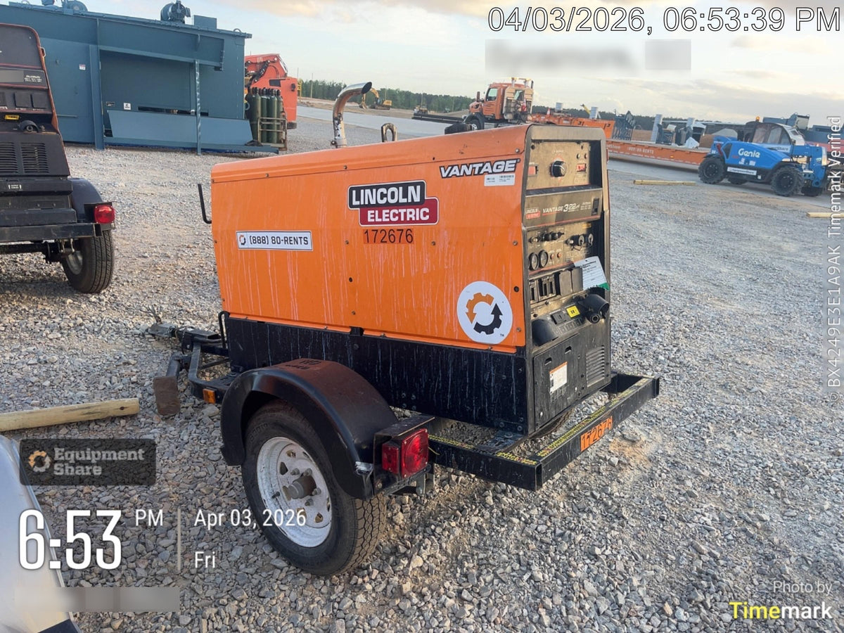 2021 Lincoln Electric Vantage 322 Vantage 322 Ready Pak 3 w/ Decals, ORANGE (includes trailer, cable rack, fender light kit) NO Telematics