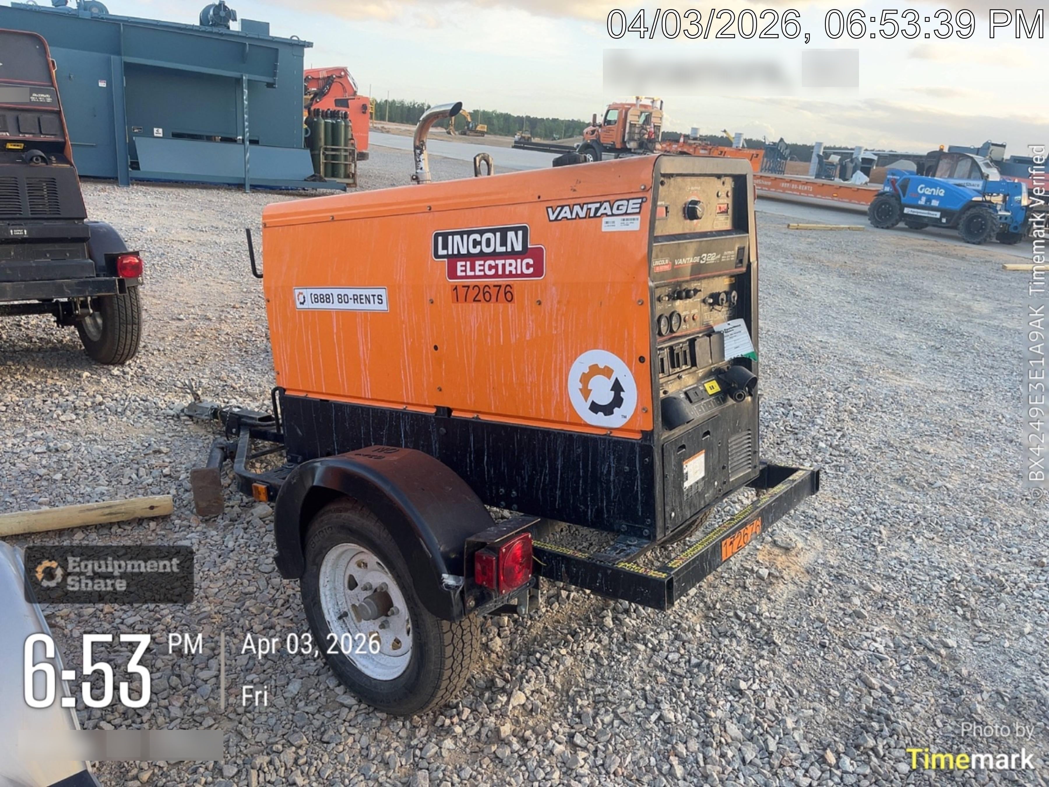 2021 Lincoln Electric Vantage 322 Vantage 322 Ready Pak 3 w/ Decals, ORANGE (includes trailer, cable rack, fender light kit) NO Telematics
