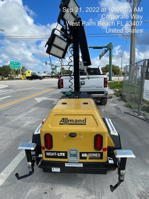 2022 Allmand NLV3GR (4) LED Light Fixture 350W, 23' Vertical Mast, 3kW Prime, Towable, ES Decals, T3