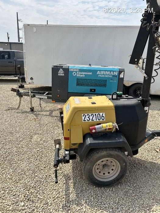 2022 Allmand NLV3GR (4) LED Light Fixture 350W, 23' Vertical Mast, 3kW Prime, Towable, Deep Sea L401, Leveling Jacks, Yanmar T4F 5.8hp