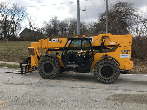 2019 JCB 510-56 Open ROPS, 74 HP, Solid Tires, Worklights, Beacon, Aux Hydraulics, Lifting Eye, 60" Carriage/60" Forks