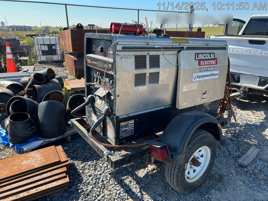 2019 Lincoln Electric Vantage 322 Ready-Pak 3, Two Wheel Trailer, Fender and Light Kit, Cable Rack