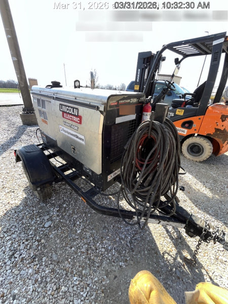 2019 Lincoln Electric Vantage 322 Welder Ready-Pak 3, Two wheel trailer, Fender and Light kit, Cable Rack