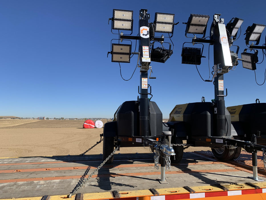 2021 Allmand NLV3GR (4) LED Light Fixture 350W, 23' Vertical Mast, 3kW Prime, Towable, Deep Sea L401, Leveling Jacks, Yanmar T4F 5.8hp