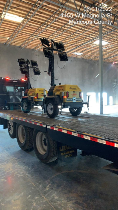 2021 Allmand NLV3GR (4) LED Light Fixture 350W, 23' Vertical Mast, 3kW Prime, Towable, Deep Sea L401, Leveling Jacks, Yanmar T4F 5.8hp