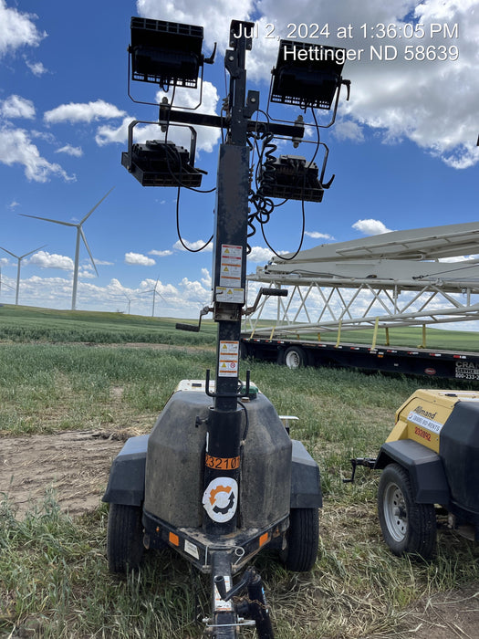 2022 Allmand NLV3GR (4) LED Light Fixture 350W, 23' Vertical Mast, 3kW Prime, Towable, Deep Sea L401, Leveling Jacks, Yanmar T4F 5.8hp