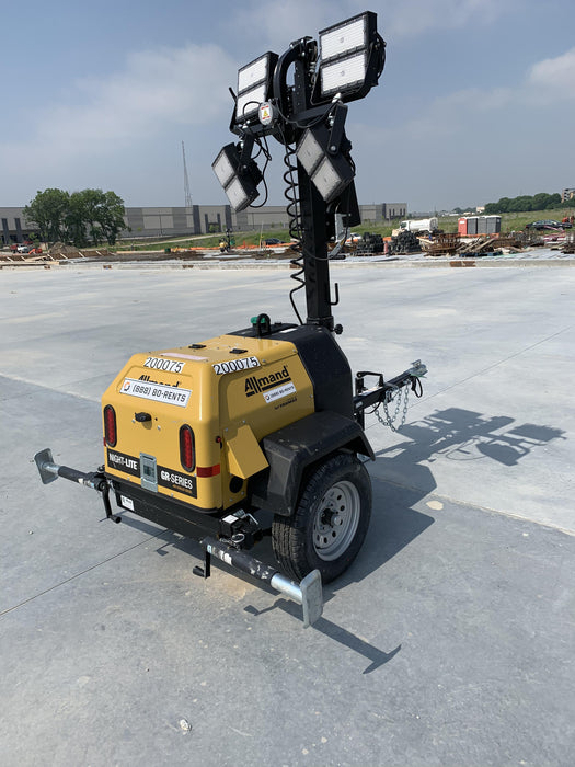 2022 Allmand NLV3GR (4) LED Light Fixture 350W, 23' Vertical Mast, 3kW Prime, Towable, Deep Sea L401, Leveling Jacks, Yanmar T4F 5.8hp