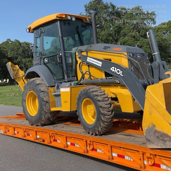 2020 John Deere 410L - Extendable Stick Cab/Heat/Air, 4WD, Extendable Stick, Pilot Controls, 2 Way Hydraulics, TAG Manual QC