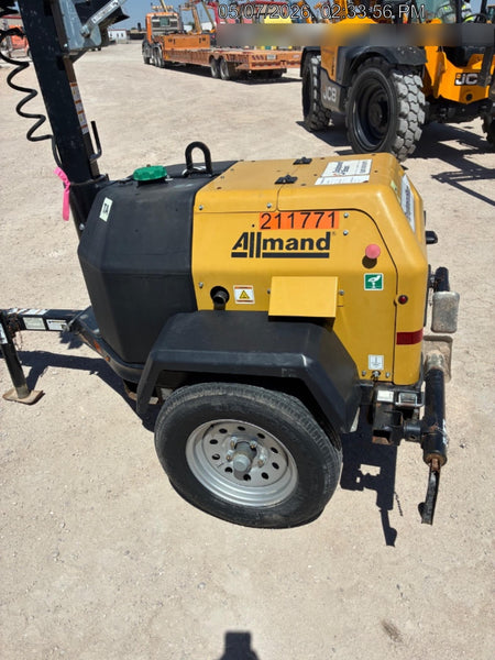 2022 Allmand NLV3GR (4) LED Light Fixture 350W, 23' Vertical Mast, 3kW Prime, Towable, Deep Sea L401, Leveling Jacks, Yanmar T4F 5.8hp