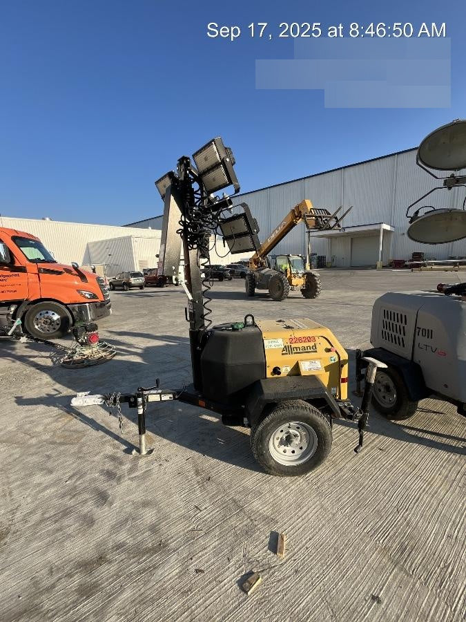 2022 Allmand NLV3GR (4) LED Light Fixture 350W, 23' Vertical Mast, 3kW Prime, Towable, Deep Sea L401, Leveling Jacks, Yanmar T4F 5.8hp