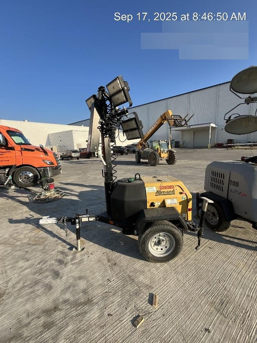 2022 Allmand NLV3GR (4) LED Light Fixture 350W, 23' Vertical Mast, 3kW Prime, Towable, Deep Sea L401, Leveling Jacks, Yanmar T4F 5.8hp