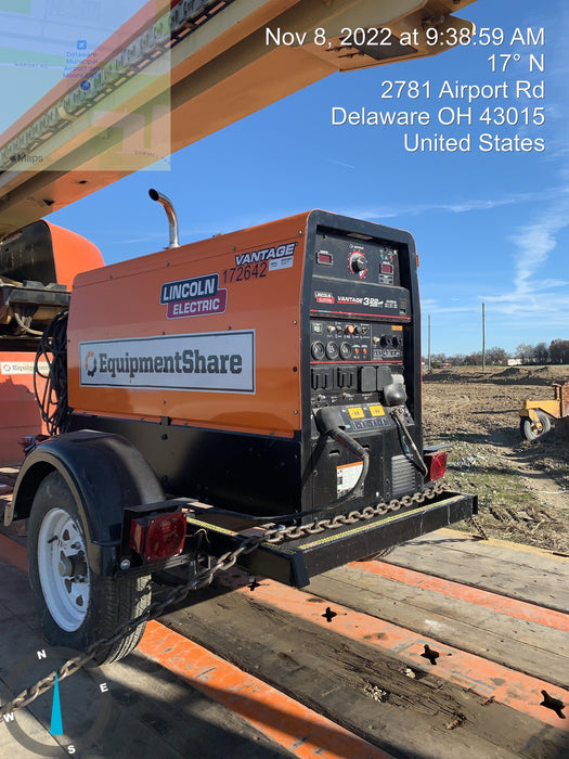 2021 Lincoln Electric Vantage 322 Vantage 322 Ready Pak 3 w/ Decals, ORANGE (includes trailer, cable rack, fender light kit) NO Telematics