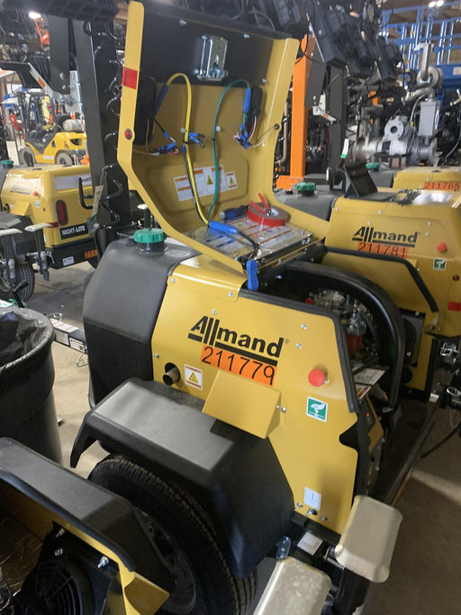 2022 Allmand NLV3GR (4) LED Light Fixture 350W, 23' Vertical Mast, 3kW Prime, Towable, Deep Sea L401, Leveling Jacks, Yanmar T4F 5.8hp