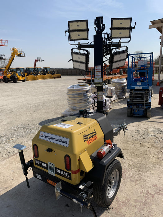 2022 Allmand NLV3GR (4) LED Light Fixture 350W, 23' Vertical Mast, 3kW Prime, Towable, Deep Sea L401, Leveling Jacks, Yanmar T4F 5.8hp