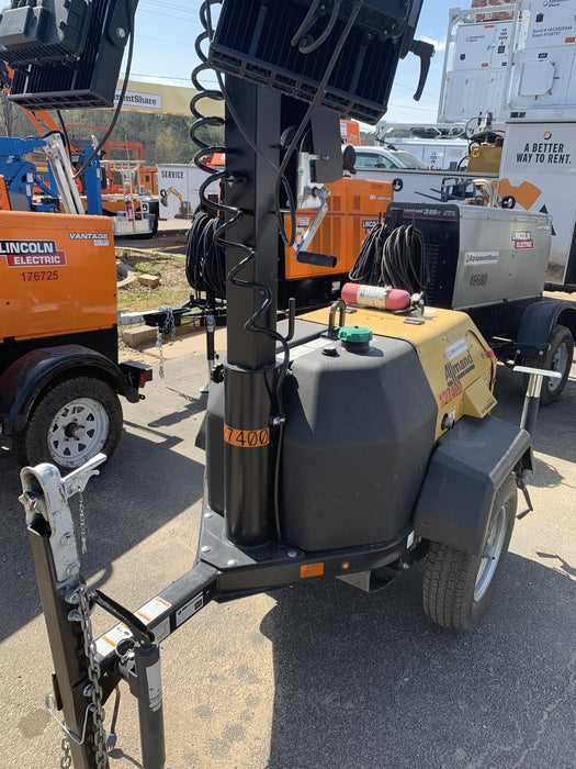 2021 Allmand NLV3GR (4) LED Light Fixture 350W, 23' Vertical Mast, 3kW Prime, Towable, Deep Sea L401, Leveling Jacks, Yanmar T4F 5.8hp