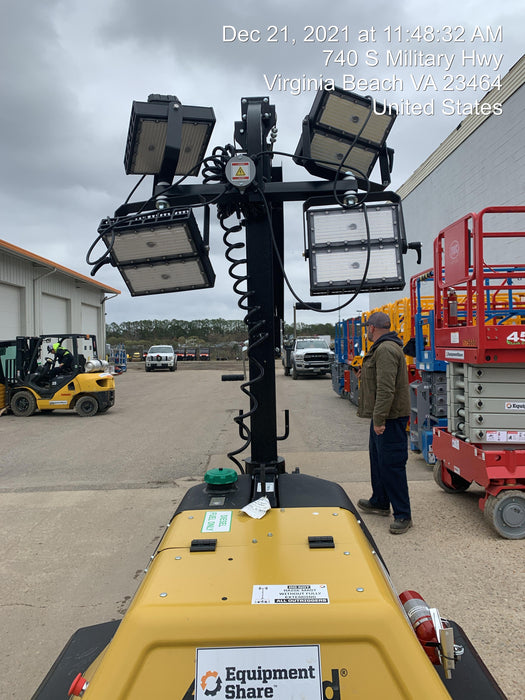 2021 Allmand NLV3GR (4) LED Light Fixture 350W, 23' Vertical Mast, 3kW Prime, Towable, Deep Sea L401, Leveling Jacks, Yanmar T4F 5.8hp