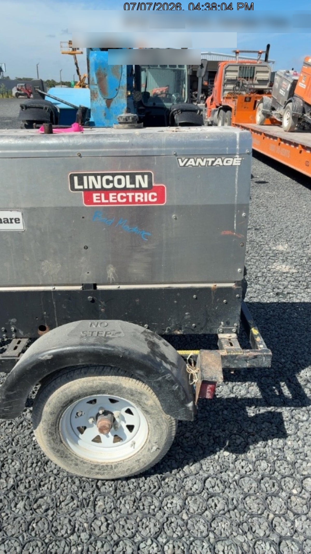 2019 Lincoln Electric Vantage 322 Ready-Pak 3, Two Wheel Trailer, Fender and Light Kit, Cable Rack