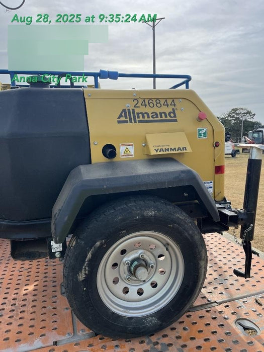 2022 Allmand NLV3GR (4) LED Light Fixture 350W, 23' Vertical Mast, 3kW Prime, Towable, ES Decals, T3