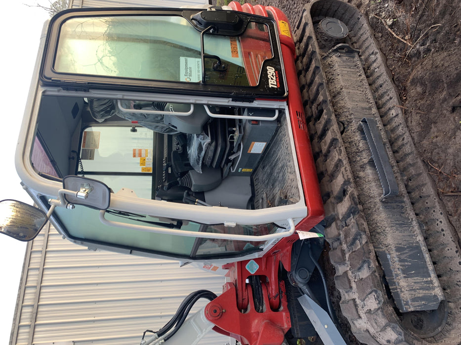 2019 Takeuchi TB290 Cab/Heat/AC Rubber tracks, Dozer blade, Travel alarm, Auxiliary hydraulics Manual QC, Hydraulic thumb, 18", 24", and 36" Buckets