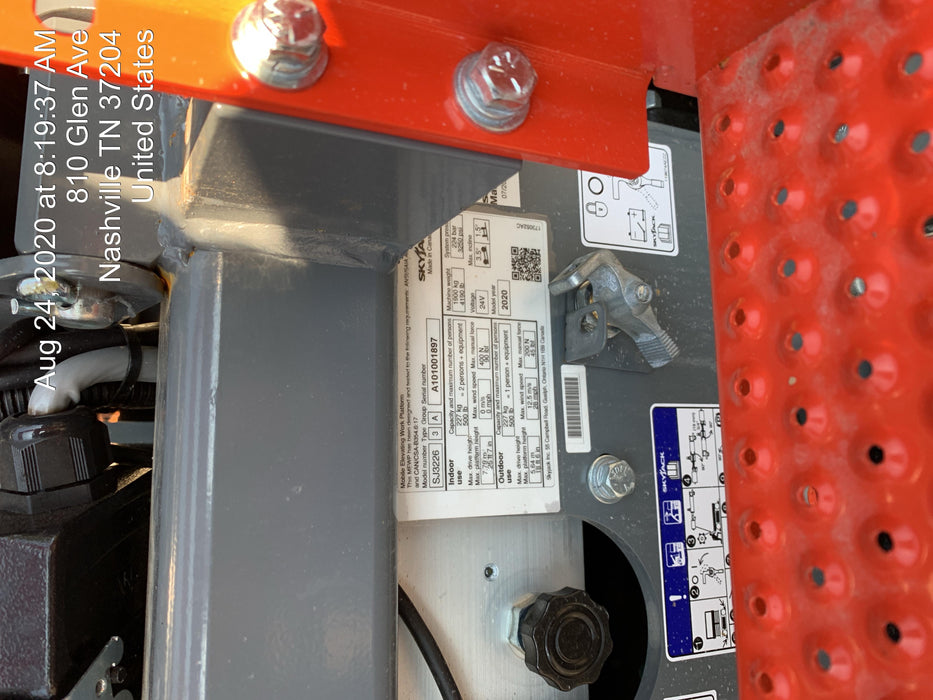 2020 Skyjack SJIII-3226 Solid NM Tires, Half height spring hinged entry gate, Dual Beacons