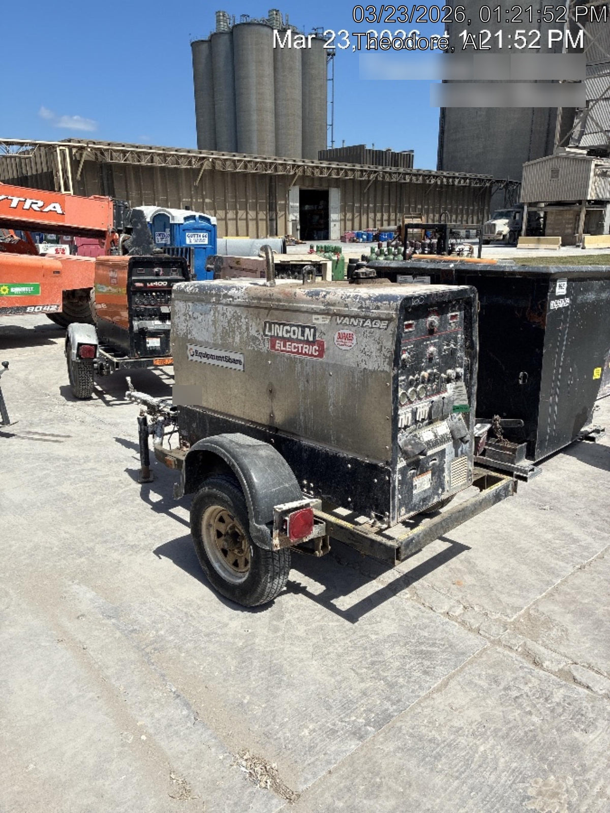 2019 Lincoln Electric Vantage 322 Welder Ready-Pak 3, Two wheel trailer, Fender and Light kit, Cable Rack
