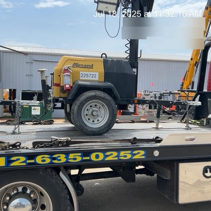 2022 Allmand NLV3GR (4) LED Light Fixture 350W, 23' Vertical Mast, 3kW Prime, Towable, Deep Sea L401, Leveling Jacks, Yanmar T4F 5.8hp