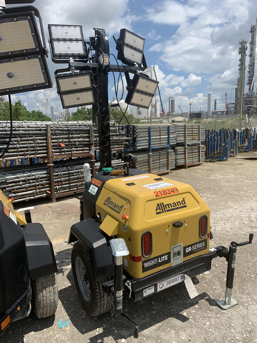 2022 Allmand NLV3GR (4) LED Light Fixture 350W, 23' Vertical Mast, 3kW Prime, Towable, Deep Sea L401, Leveling Jacks, Yanmar T4F 5.8hp