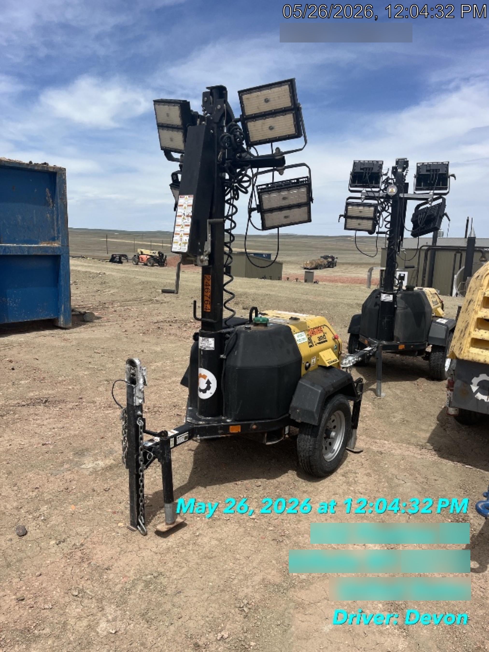 2022 Allmand NLV3GR (4) LED Light Fixture 350W, 23' Vertical Mast, 3kW Prime, Towable, ES Decals, T3