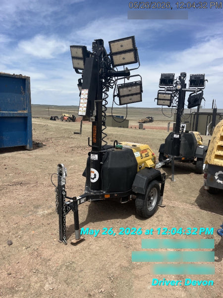 2022 Allmand NLV3GR (4) LED Light Fixture 350W, 23' Vertical Mast, 3kW Prime, Towable, ES Decals, T3