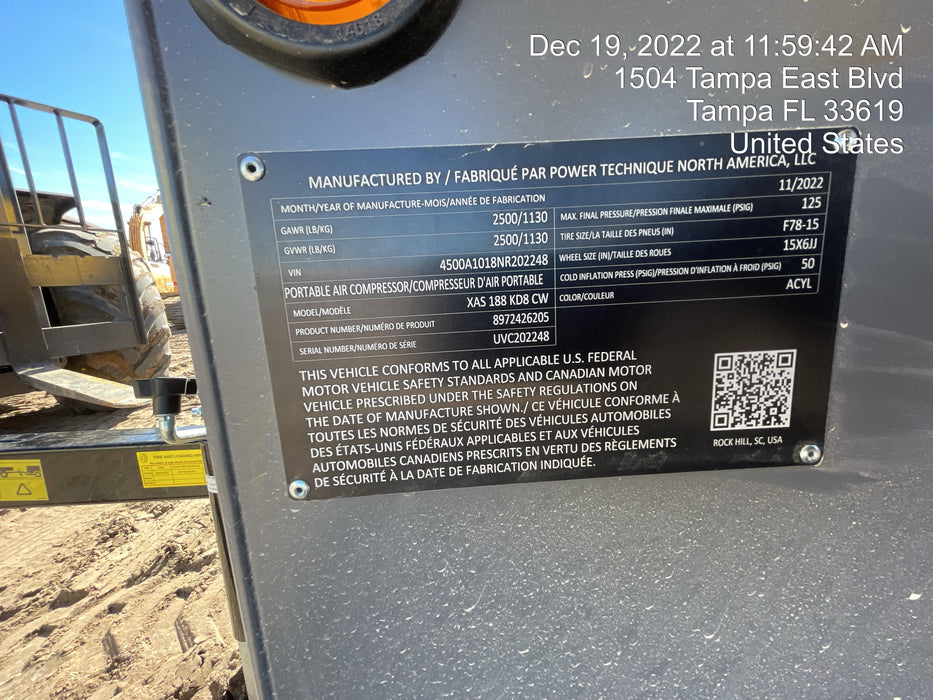 2022 ATLAS COPCO XAS188 CWK