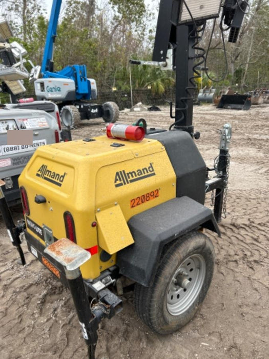 2022 Allmand NLV3GR (4) LED Light Fixture 350W, 23' Vertical Mast, 3kW Prime, Towable, Deep Sea L401, Leveling Jacks, Yanmar T4F 5.8hp