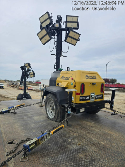 2022 Allmand NLV3GR (4) LED Light Fixture 350W, 23' Vertical Mast, 3kW Prime, Towable, ES Decals, T3