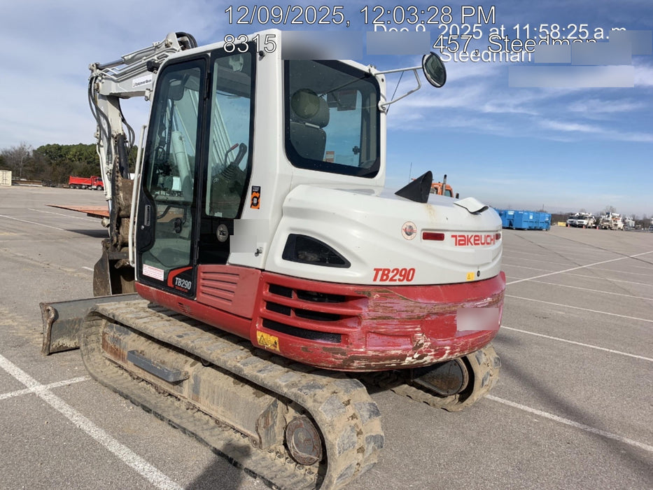 2019 Takeuchi TB290 Takeuchi TB290 Cab/Heat/AC w/Rubber Tracks, Auxiliary Hydraulics, Dozer Blade, Manual QC, 18/24/36" Buckets, Hydraulic Thumb Installed