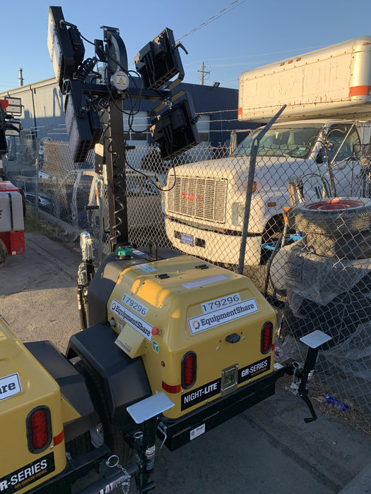 Allmand NLV3GR (4) LED Light Fixture 350W, 23' Vertical Mast, 3kW Prime, Towable, Deep Sea L401, Leveling Jacks, Yanmar T4F 5.8hp