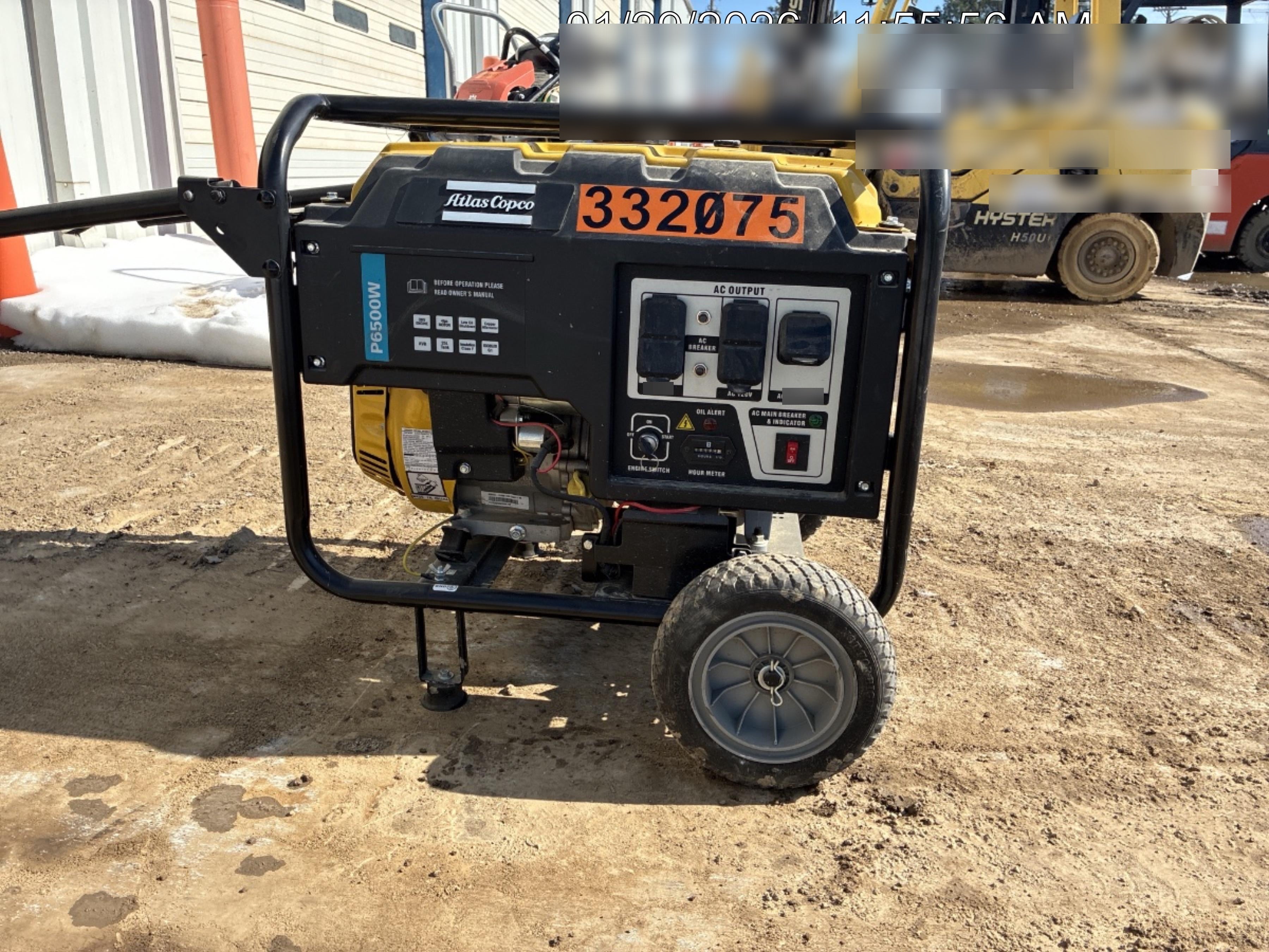 2023 Atlas Copco P6500W 5.5kW, AC390FD Gasoline Engine, Wheel & Handle Kit, (2) 120V Duplex 15A + (1) 120/240V 30A Twist Lock